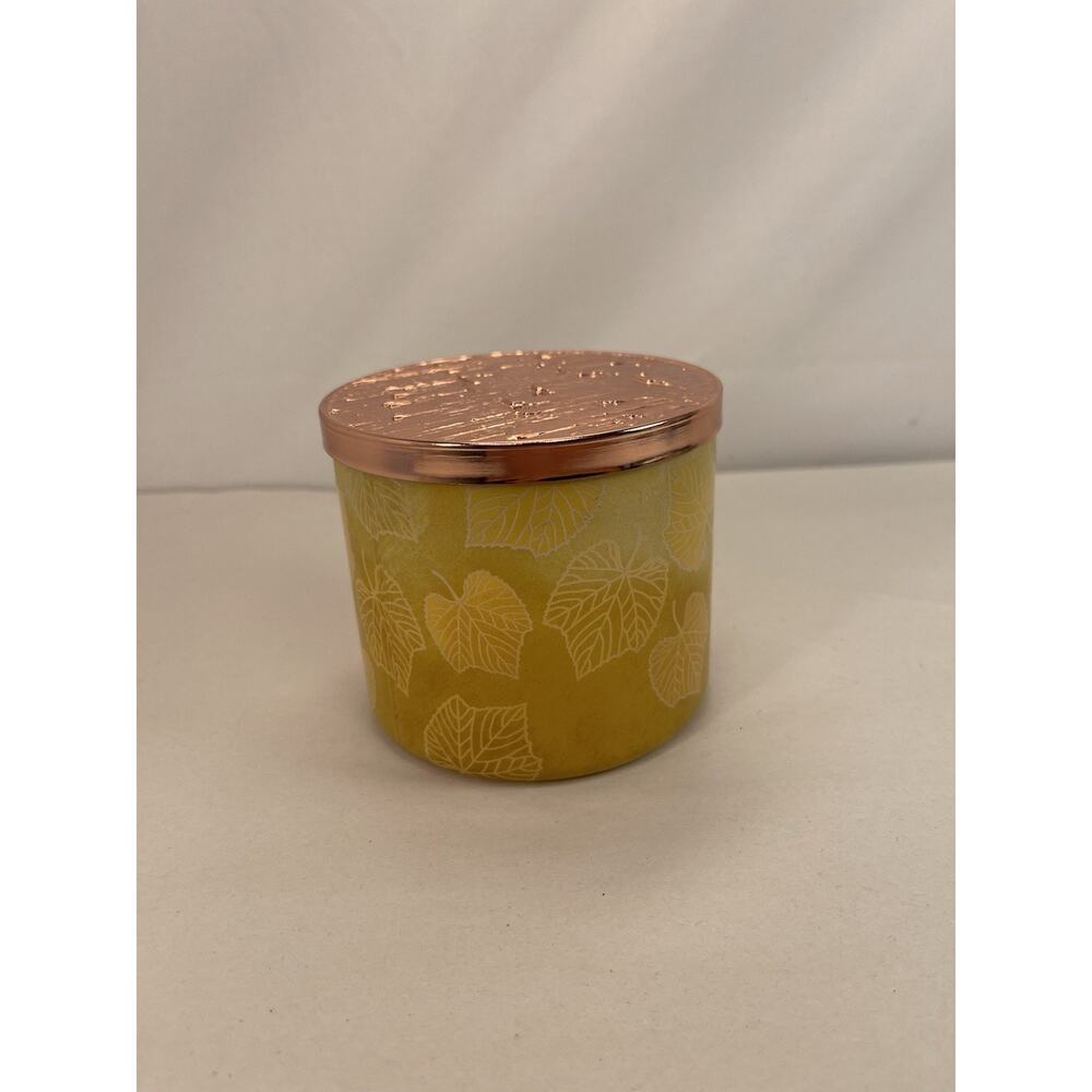 Bath & Body Works Leaves 3-Wick Candle – Scented Luminary w/ Copper Lid - Picture 3 of 5